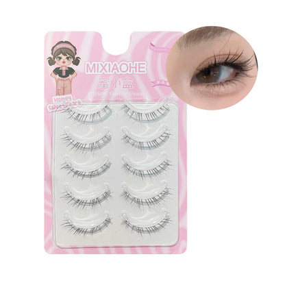5 Pairs 4-8mm Antique Cartoon Lower False Eyelashes Wispy Cluster Natural Daily Eyelash Extensions For Beauty Eye Cosplay Makeup