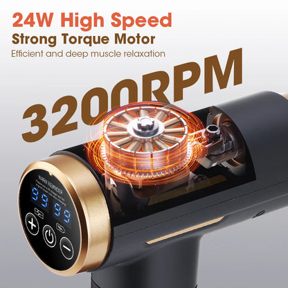Electric Fascia Gun 24W 99 Gear Adjustable 11 Replacement Head Deep Tissue 8mm Percussion Massager Rechargeable Home Gym Massage