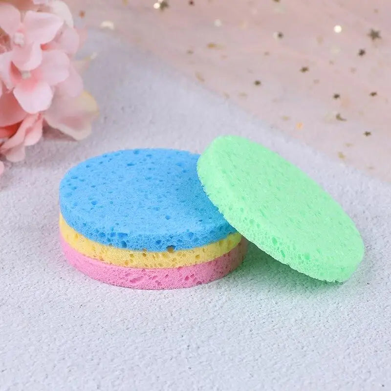 10pcs Natural Wood Sponge Compress Cosmetic Puff Facial Washing Sponge Face Care Cleansing Makeup Remover Tools