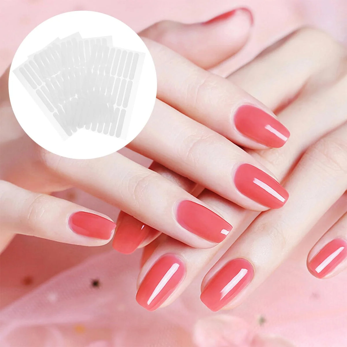 30Pcs Nail Art Adhesive Tape Double Sided Adhesive Transparent Nail Display Tape for Fingernails Decorative Beauty Stickers