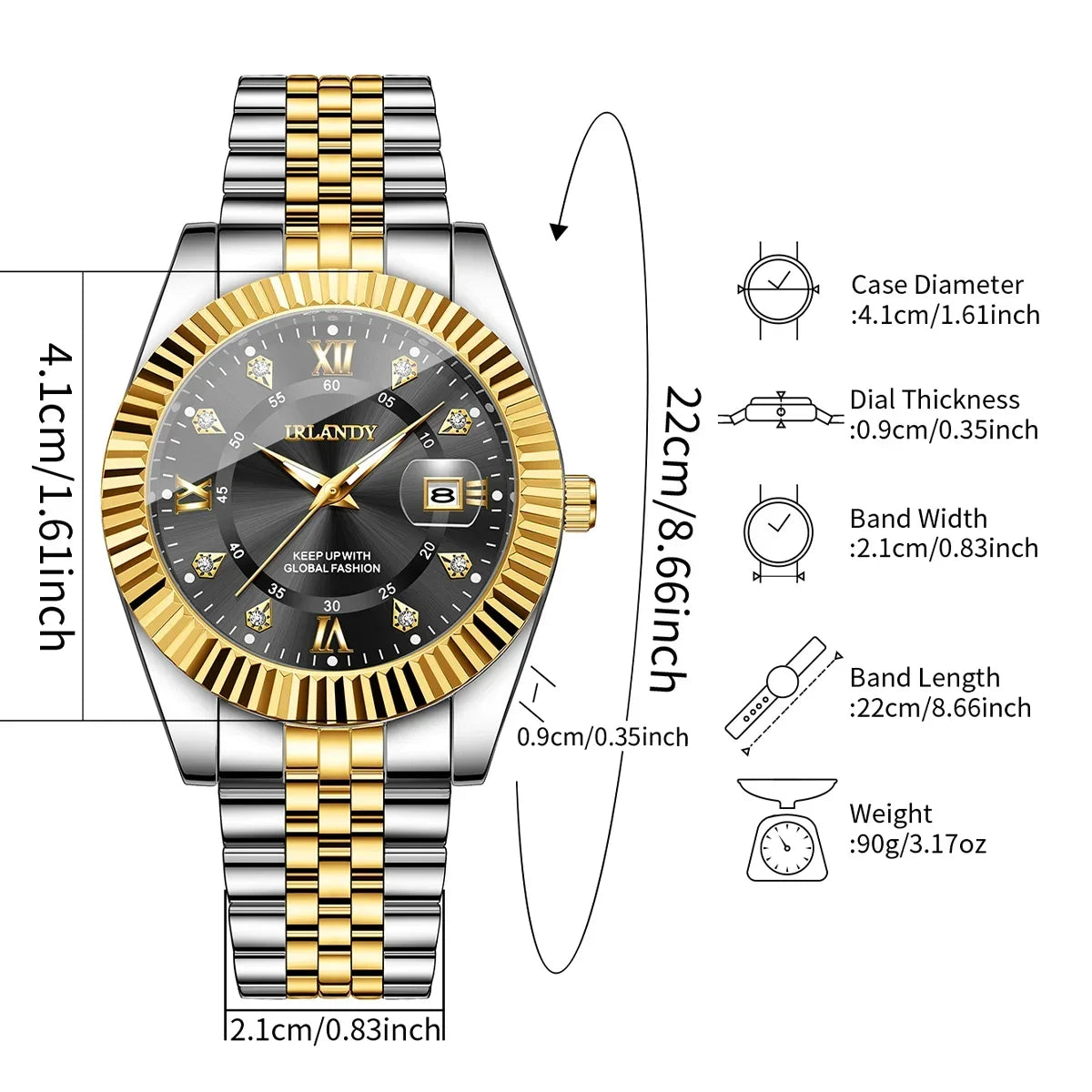 2PCS Fashion Couple's Watches Set Luxury Rhinestone Roma Dial Women Quartz Watch Men Calendar Business Wristwatches（Without Box）