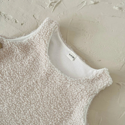 Autumn Winter Baby Lamb Wool Waistcoat Girls Boys Plush Vest O Neck Child Warm Fashion Warm Coat