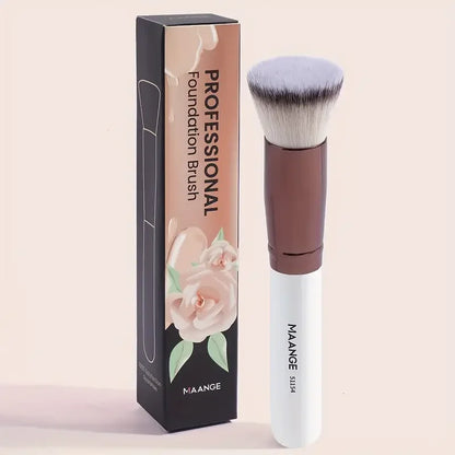 MAANGE 2PCS Foundation Makeup Brush Set Flat Angled Kabuki Powder Blush Brush For Liquid Soft Bristles Cosmetic Makeup Tools