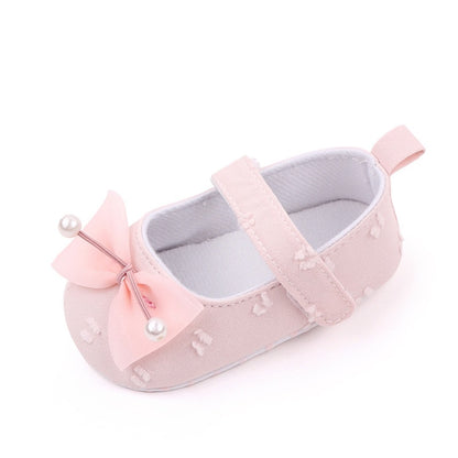 0-18months Baby Girls Bowknot Flats Soft Sole Shoes Non-Slip Princess Wedding Dress Walking Shoes For Newborn Girls