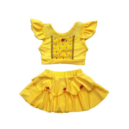 Fairy Tale Princess Swimsuit for Girls Elsa Anna Snow White Swimwear Belle Child Kids Toddler 2-8Y Bathing Suit with Skirt