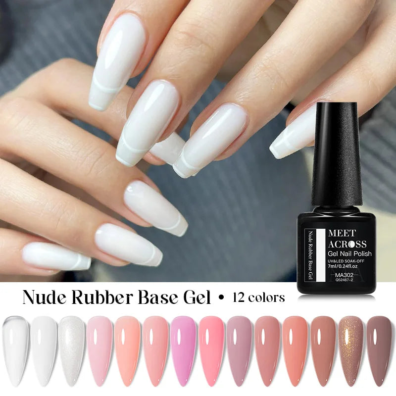 2 In 1 Nude Pink Rubber Base Gel Nail Polish Semi Permanent Self Leveling UV Construction Gel Varnish Soak off DIY Nail Supplies