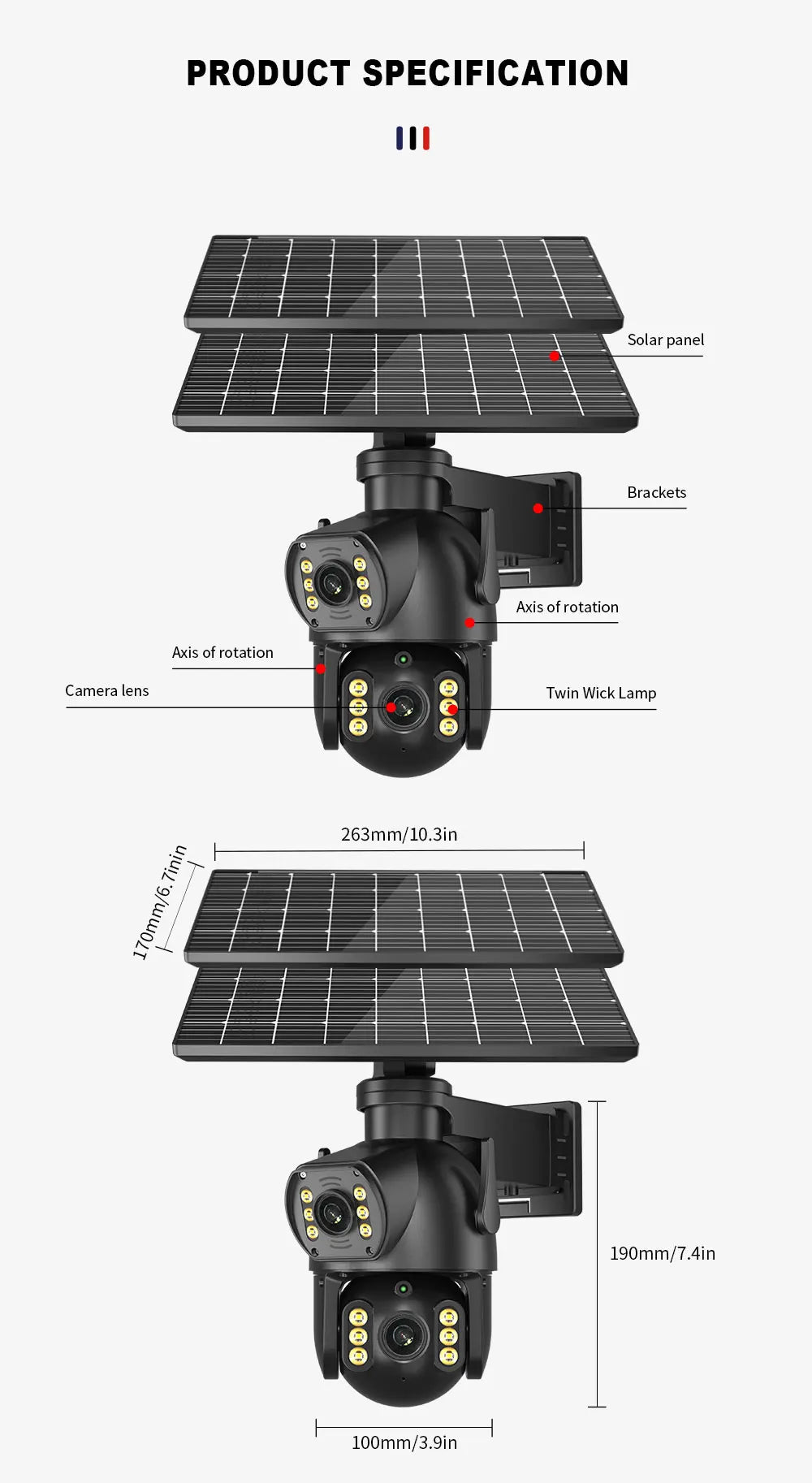 Neye P18 Solar Powered 4G SIM Card Camera 4K 8MP Outdoor Dual Lens PTZ Camera PIR Human Detection Ultra Long Battery Life