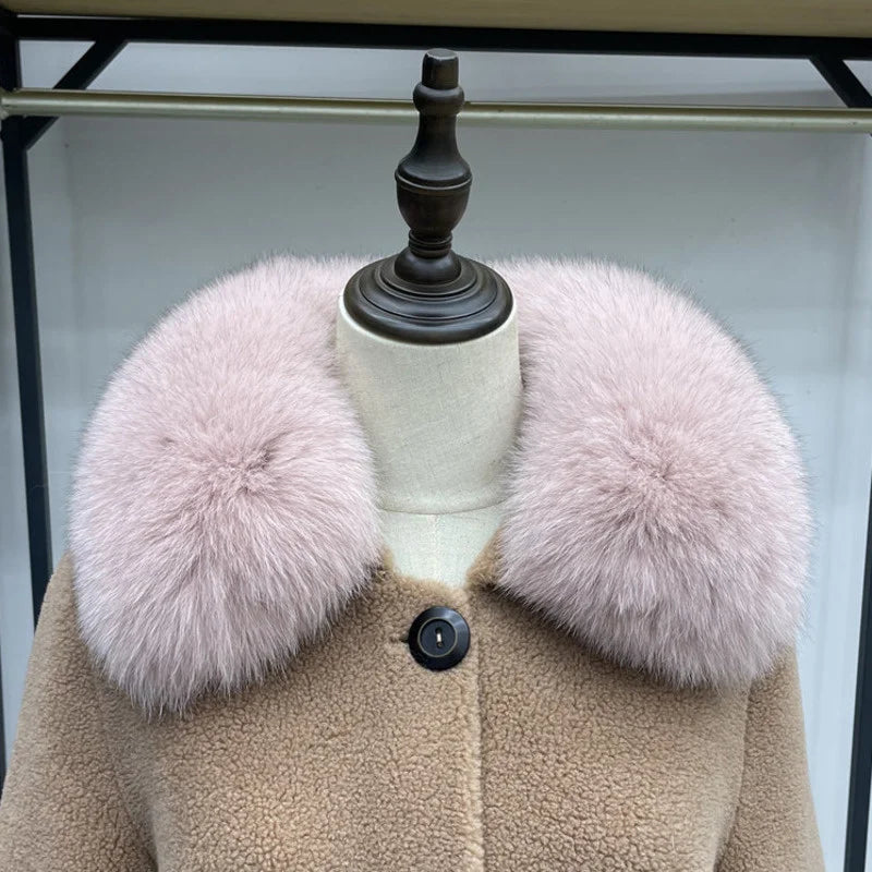 Real Fox Fur Collar Winter Men And Women's Fox Fur Square Collar Natural Fur Scarves For Ladies Neck Warmer Fur Scarf Shawls