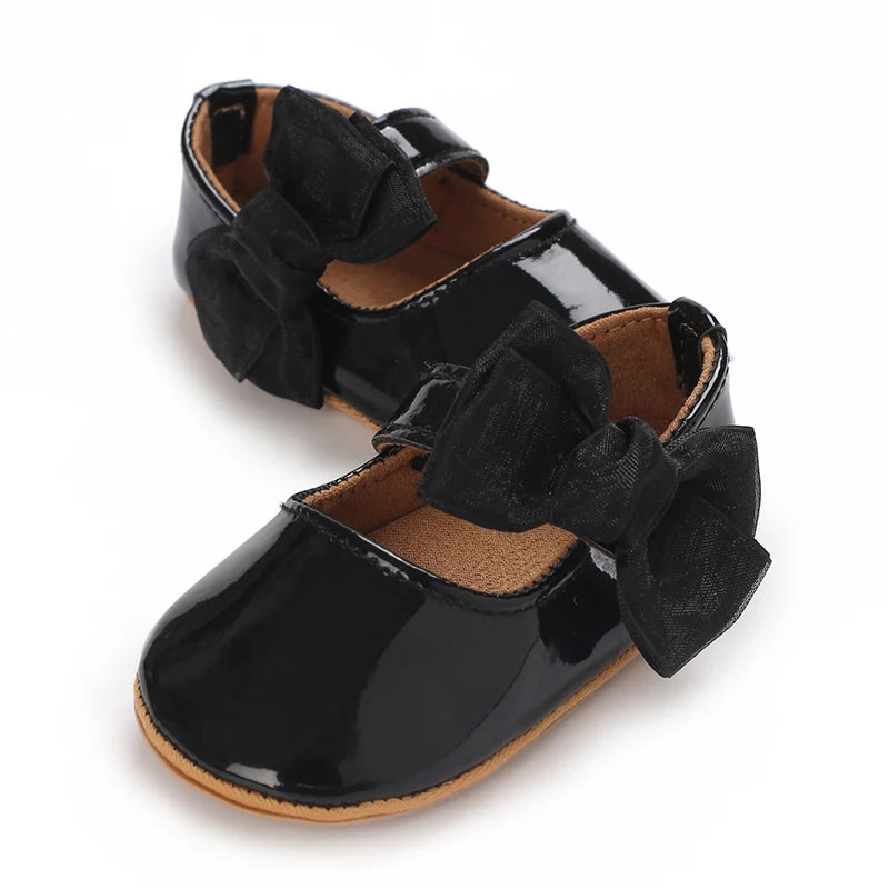 Toddler Girls' Fashionable Bowknot Princess Shoes, Comfortable Soft Mary Jane Flat Shoes Suitable For Parties And Various Activi