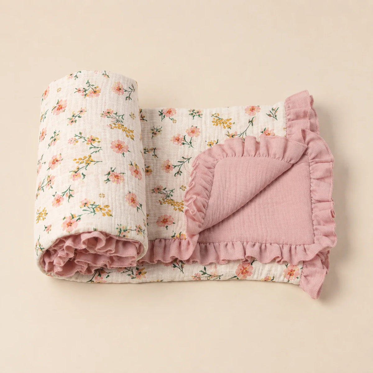 1PCS Soft Breathable Newborn Swaddle Blanket with Lace Edge Versatile Baby Wrap for Carriage Cover And Nursery Room Blanket Suit