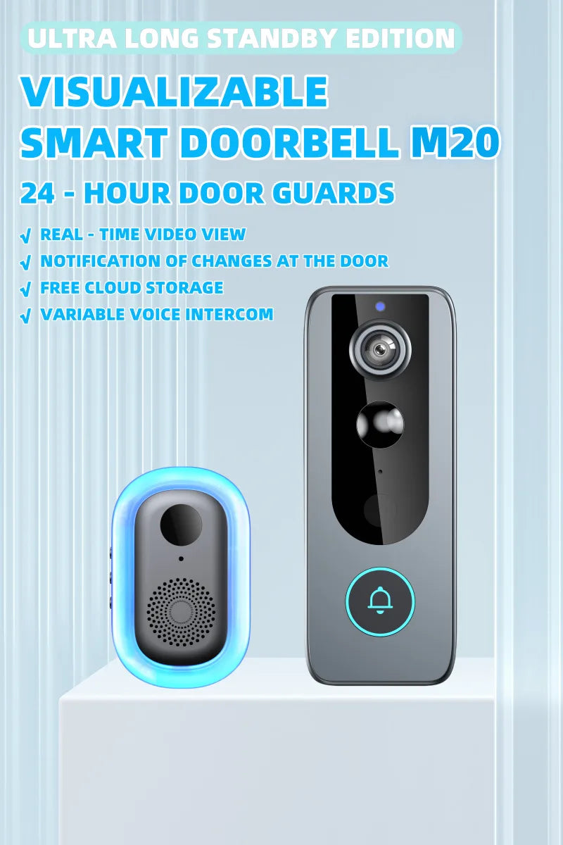 IP65 Waterproof Outdoor Wireless Doorbell with Solar Rain Cover Camera Tuya Eye Digital Door Peepholes Smart Home Video Intercom