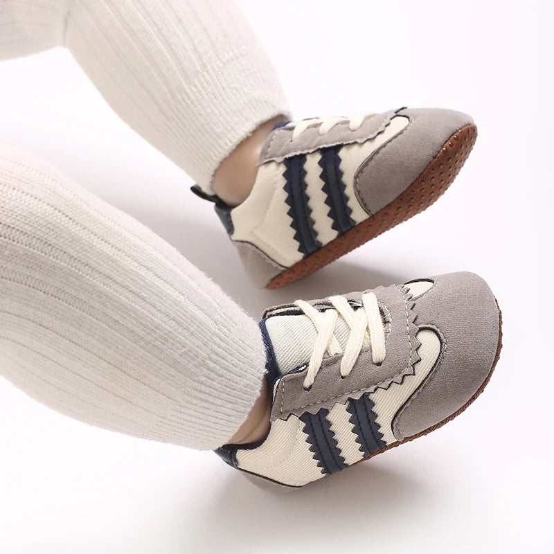 Baby Boys Girls Spring Autumn Shoes 0-1 Year First Walker Fashion Striped Rubber Soles Casual Sports Newborn