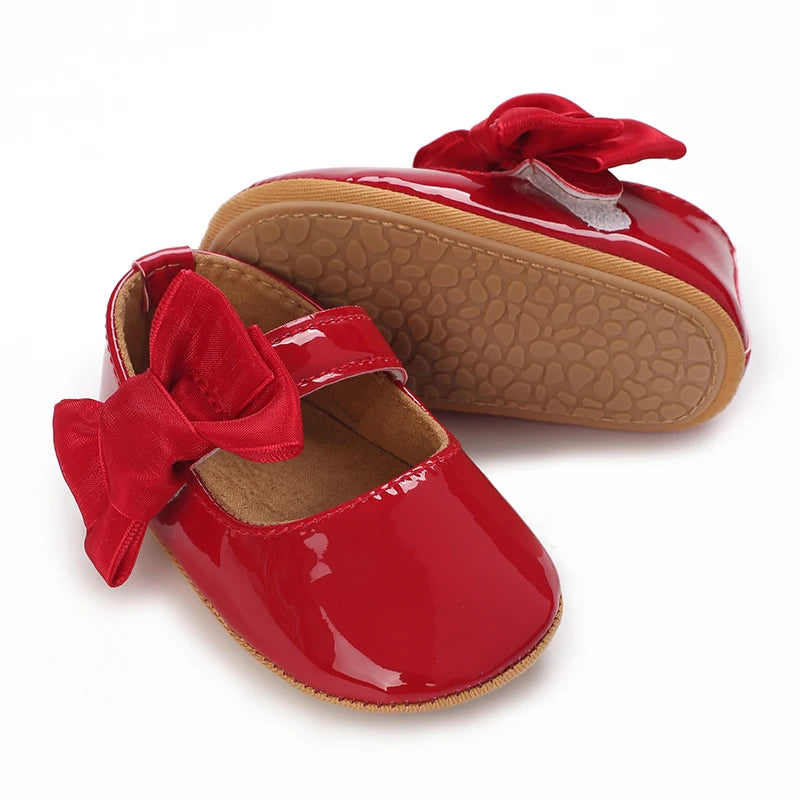 Toddler Girls' Fashionable Bowknot Princess Shoes, Comfortable Soft Mary Jane Flat Shoes Suitable For Parties And Various Activi