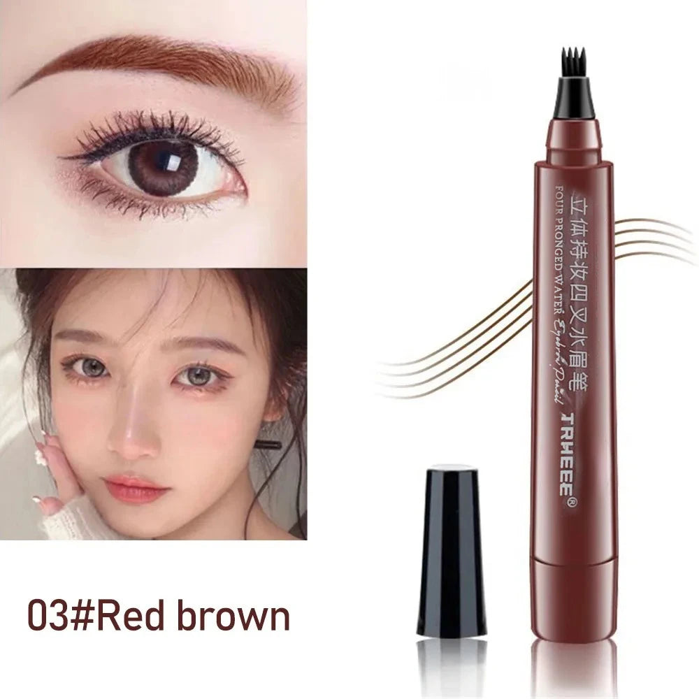 5 Colors Microblading Eyebrow Pen Waterproof Liquid Eyebrow Pencil Long Lasting Eyebrow Pen 4 Points Eye Brow Pen Cosmetics
