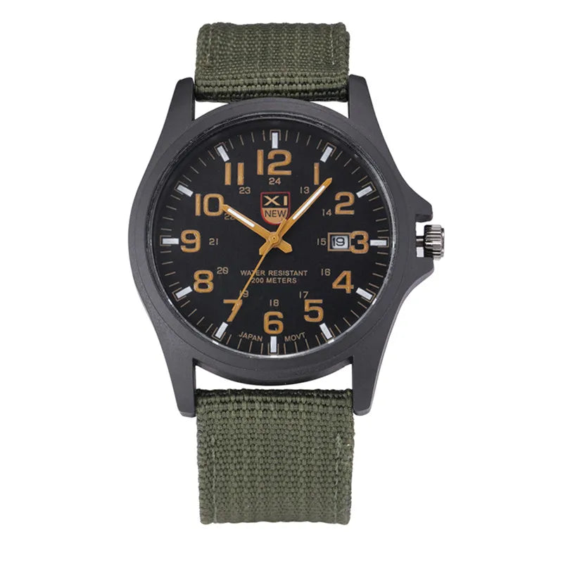 Men Genuine XINEW Brand Watches Students Fashion Casual Nylon Band Sports Army Gifts Date Quartz Wrist Watch Black Montre Homme