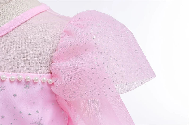 Elsa Cosplay Costume Kids Layers Deluxe Ball Gown Princess Dresses Aurora Christmas Wedding Evening Dress Girls Princess Dresses