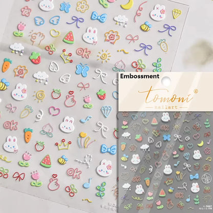 Pink Translucent Peach Jelly Texture 5D Soft Embossed Reliefs Self Adhesive Nail Art Stickers Cute Fruits 3D Manicure Decals