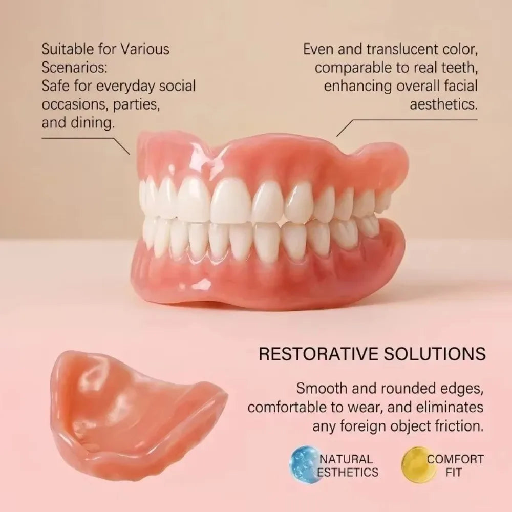 Immediate Denture Bases for Adults, Temporary Full Mouth Denture Base Plate, Designed for Toothless Adults Oral Restoration