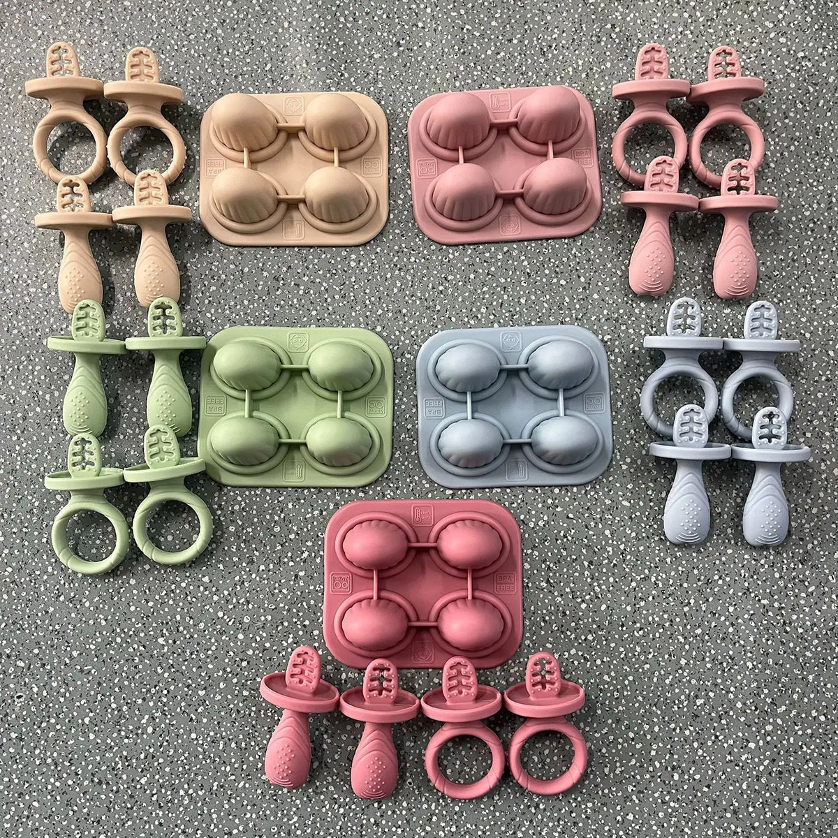 Baby Fruit and Vegetable Mold Silicone Hand Ring Popsicle Mold Baby Teething Teether Ice Cream Mold Baby Food Storage Container