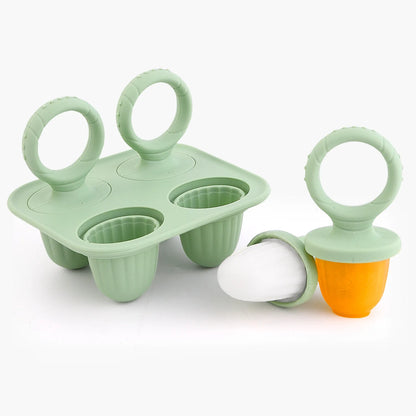 Baby Fruit and Vegetable Mold Silicone Hand Ring Popsicle Mold Baby Teething Teether Ice Cream Mold Baby Food Storage Container