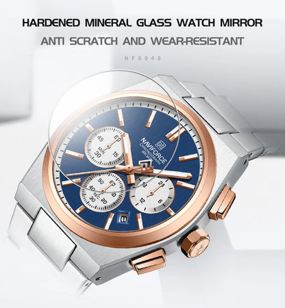 Top Brand NAVIFORCE Men and Women Quartz Chronograph Watch Stainless Band Stylish 24 Hours Date Display Couple Wristwatches 2024