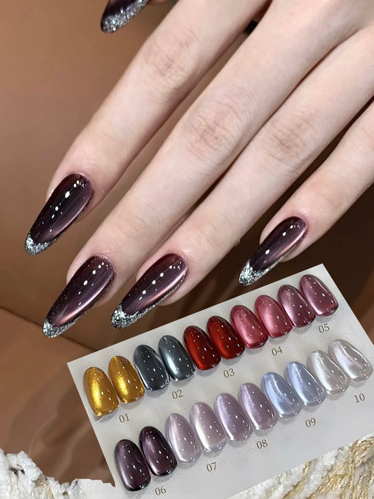 1-21pcs ZH Popular Blue Ink Cat's Eye Gel Nail Polish Spring Summer Fashionable Color Flash Glass Beads Cat's Eye Nail Salon