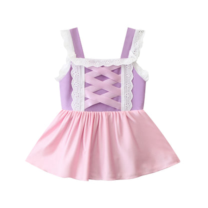 Fairy Tale Princess Swimsuit for Girls Elsa Anna Snow White Swimwear Belle Child Kids Toddler 2-8Y Bathing Suit with Skirt