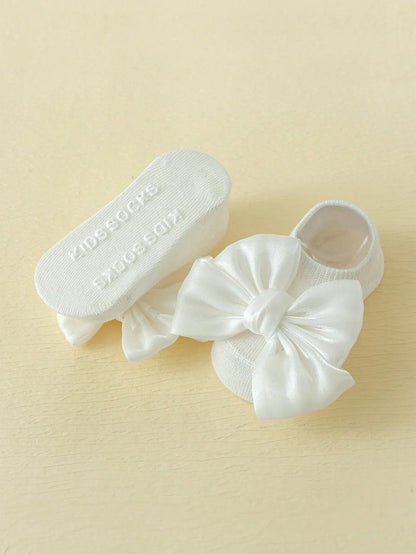 0-12 Months Cute Baby Girls Bow Socks,Newborn Baby Ankle Boat Socks Soft Fashion Non-Slip Infant Toddler Cute Gift Set 4 Pairs