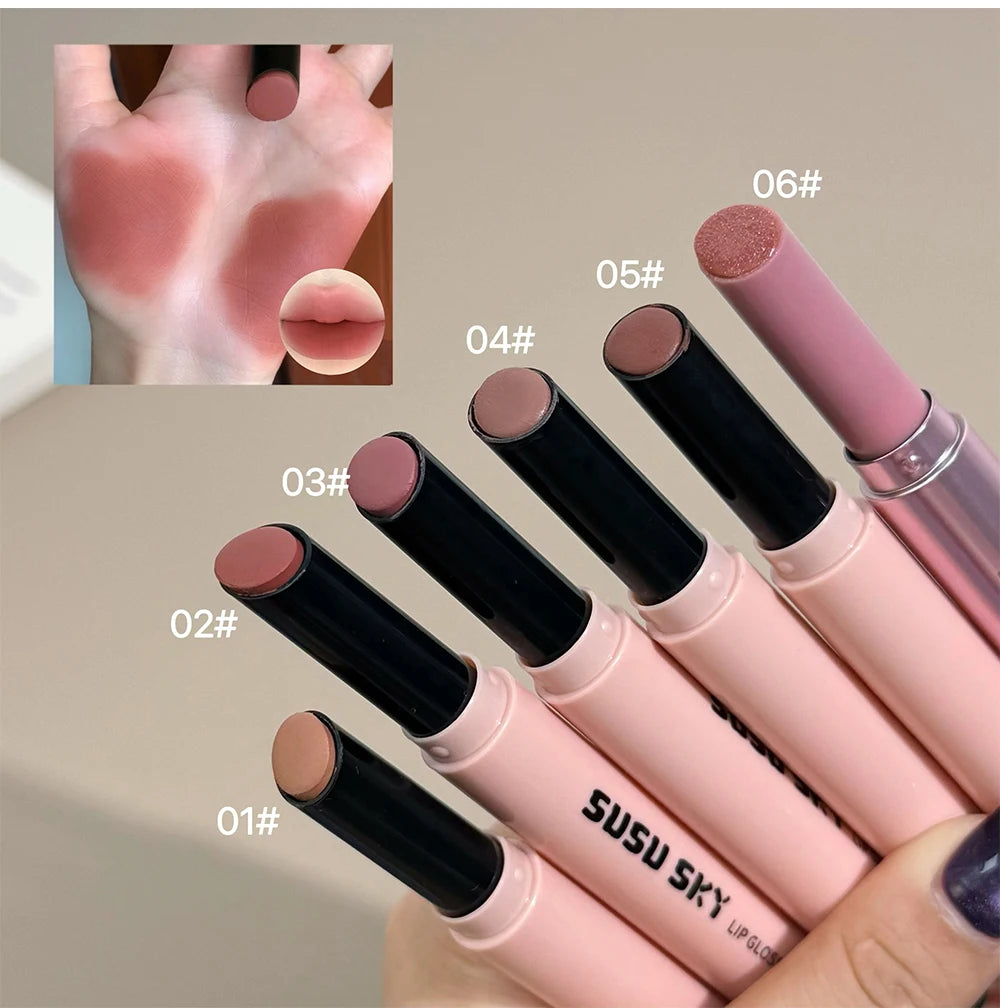 Smoky Grey Violet Lipstick Matte Velvet Finish Smooth Application Lip Mousse Waterproof Mirror Glossy Lip Tint Not Fading Makeup