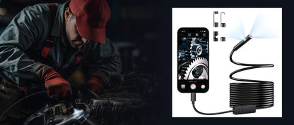 KERUI Single/Dual Lens Endoscope Camera For iPhone iPad IOS & Android Type-c Led Light IP67 Borescope Industry Inspection Camera