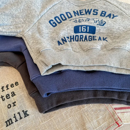 deer jonmi 2025 Winter Children Letter Printed Sweatshirts Thicken Warm Baby Boys Casual Fleece Lining Pullovers Tops