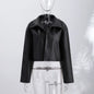 Street Pu Leather Women Jacket Elegant Long Sleeve Zippers Stand Collar Female Outwear 2026 Autumn Winter Chic Lady Coat