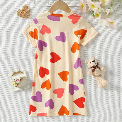 1/2 Piece Children's Sweet And Lovely Straight Skirt Loose And Comfortable Girl's Home Skirt Casual Round Neck Plus Size Skirt