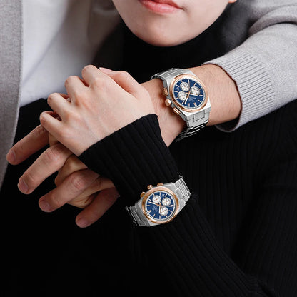 Top Brand NAVIFORCE Men and Women Quartz Chronograph Watch Stainless Band Stylish 24 Hours Date Display Couple Wristwatches 2024