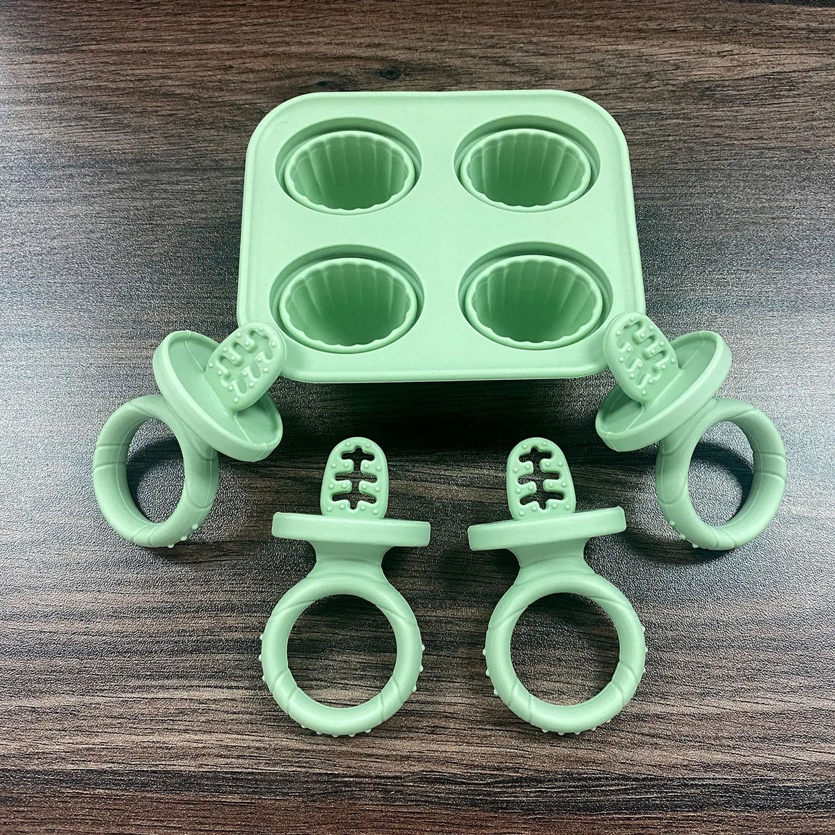 Baby Fruit and Vegetable Mold Silicone Hand Ring Popsicle Mold Baby Teething Teether Ice Cream Mold Baby Food Storage Container