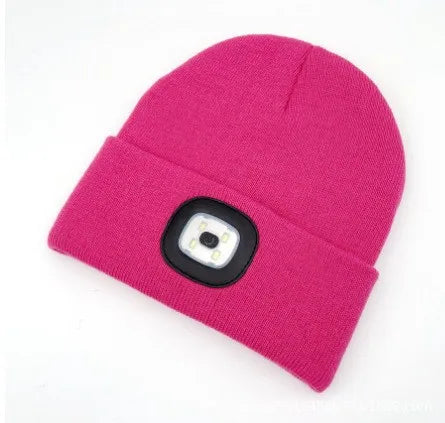 For Woman Cap Night Running Fishing Riding Sports Teenager Beanies Winter Men Beanie Hat with LED Light Rechargeable Knitted Hat