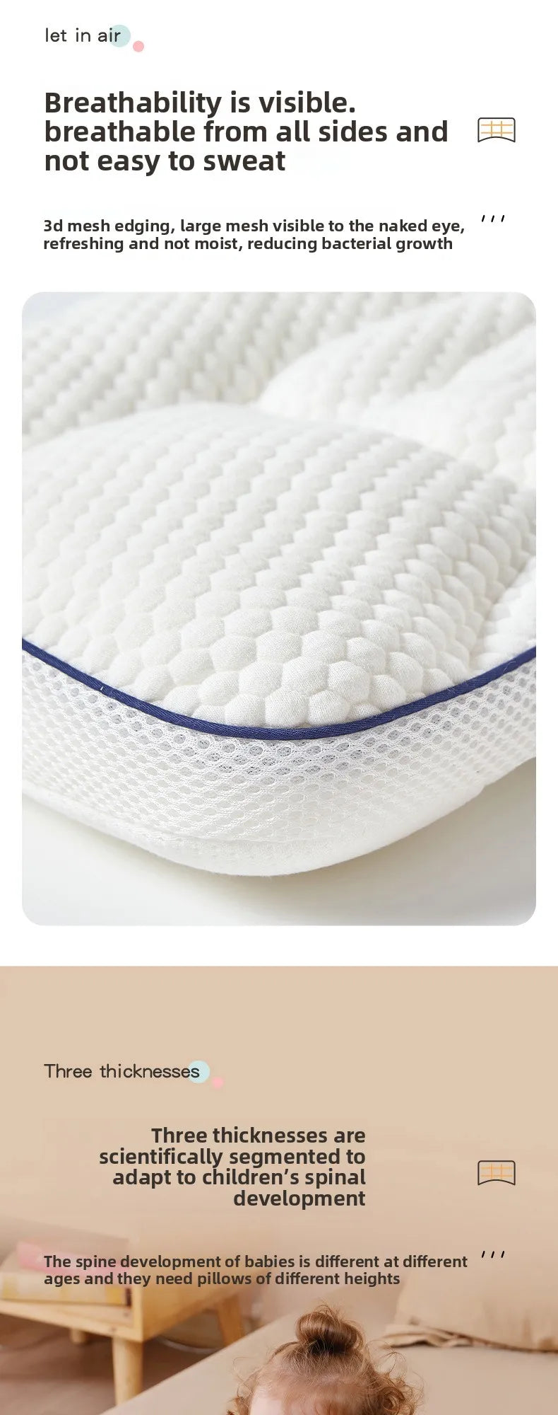 1-16 Years Kids Pillow Neck Protection Children's Partition Pillows Baby Bedding Kindergarten All Seasons Kids Sleeping Pillow
