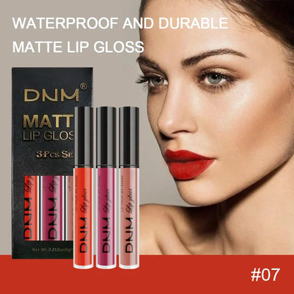 DNM 3PCS Liquid Lipstick Sets Waterproof Matte Black Blue Purple Blue Sexy Lip Gloss Long Lasting Nude Lip Tint Stain Makeup Kit