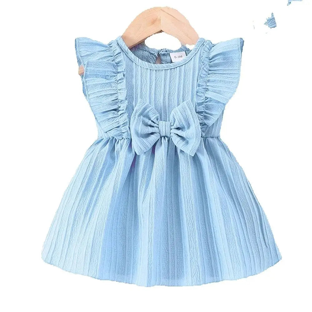 Newborn Baby Girl's Bow Sleeveless Christmas Dress Infant Cute Princess Birthday Party Dresses Toddler Clothing for 0-24 Months