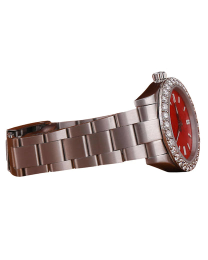 Best Quality Daily Strong Use Stainless Steel Watch Clasp Engraved Red Dial Ready Stock Quartz Watches