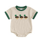 2025-01-13 Lioraitiin Newborn Baby Boys Girls Romper Short Sleeve Crew Neck Duck Embroidery Bodysuit Playsuit
