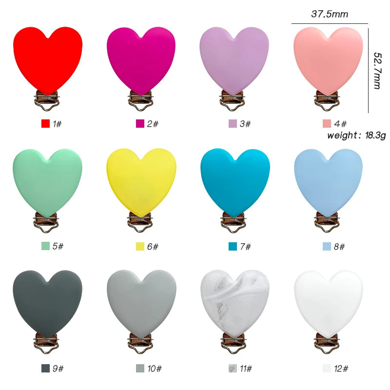 3pcs Silicone Love Pacifier Clip Pacifier Chain Holder Soother Nursing Clips BPA Free Pacifier Chain Accessories