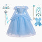 Elsa Cosplay Costume Kids Layers Deluxe Ball Gown Princess Dresses Aurora Christmas Wedding Evening Dress Girls Princess Dresses