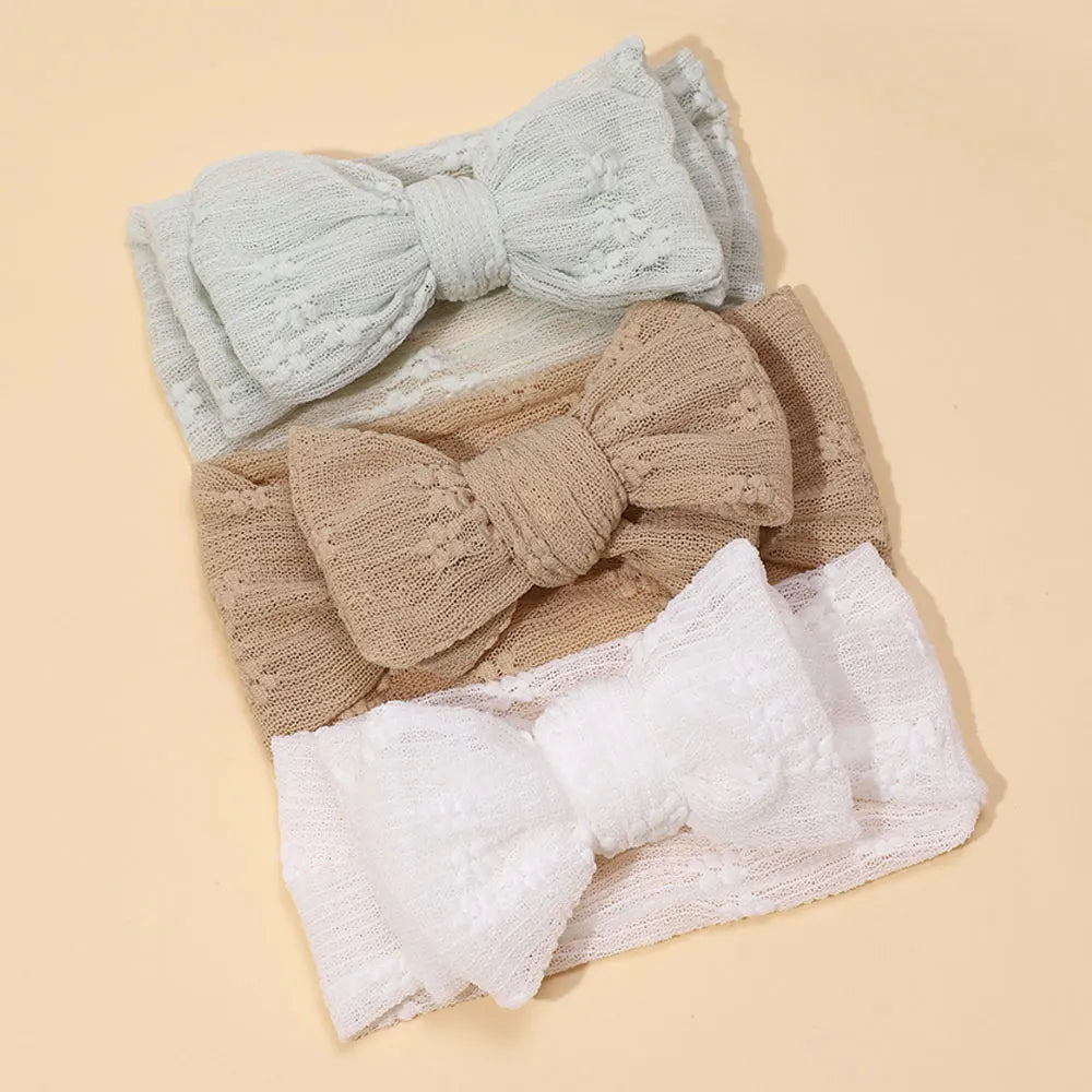 3pcs/set Baby Girl Headband Double Mesh Bows Hairband Soft Turban Lovely Bow Kids Headwear Hair Accessories for Newborn Infant
