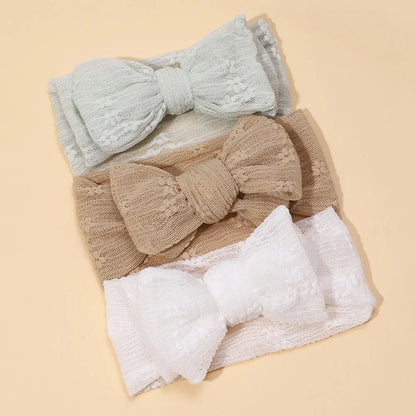 3pcs/set Baby Girl Headband Double Mesh Bows Hairband Soft Turban Lovely Bow Kids Headwear Hair Accessories for Newborn Infant