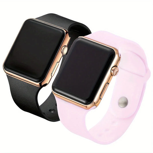 2pcs Couples Watch LED Display Electronic Watch Sports Silicone Digital Wrist Watch For Women Men Valentines Gift For Her Him