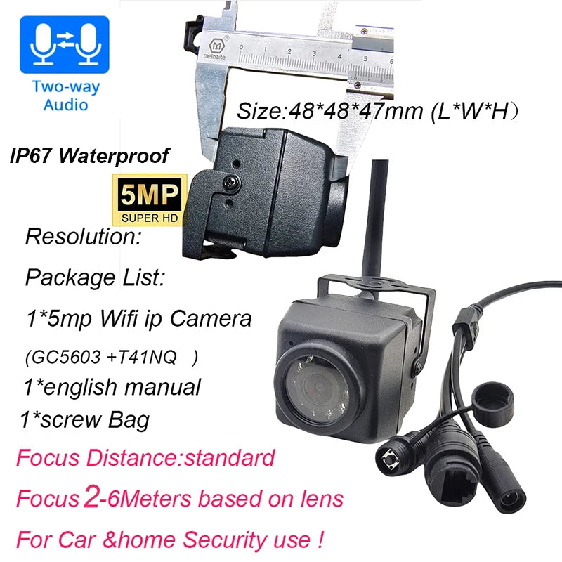 Camhi 2MP 5MP Mini Waterproof IP67 TF Card Slot 940NM IR Night Vision IP Camera Wifi Outdoor For Car Vehicle Fleet&Bird Nest