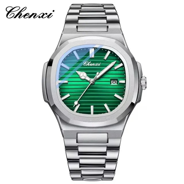 CHENXI 8222 Fashion Couple Quartz Watch Waterproof Night Light Date Stainless Steel Strap Casual Date Men's and Women's Watch