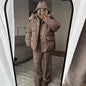 Stripe Women's Padded Cotton Coats Pant Suit Hooded Zipper Puffer Coat Loose Thick Pants 2026 Fashion Lady Autumn Winter Ski Set