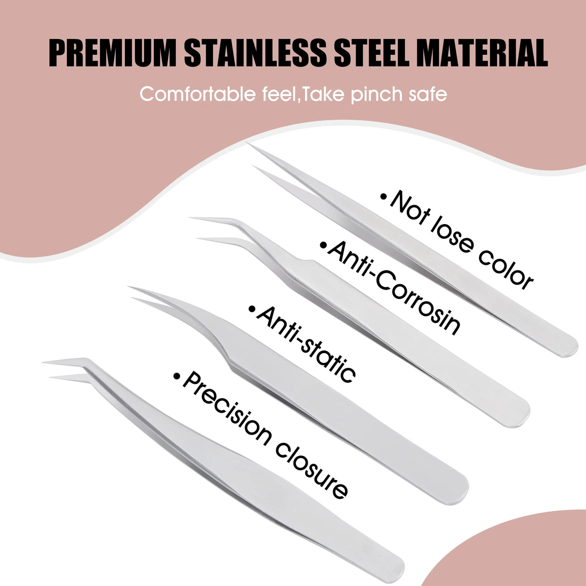 High Precision Non-defrmation Eyelash Make Tools 1Pcs High Elasticity Imported 402 Stainless Steel Gold Feather Lashes Tweezers